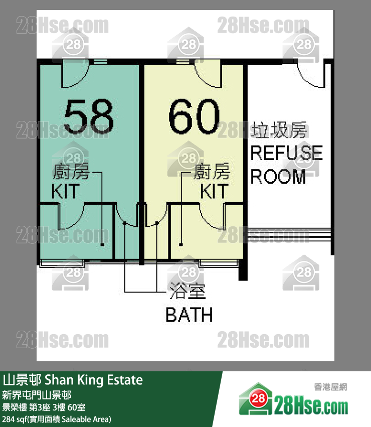 山景邨 景榮樓 第3座 3樓 60室 平面圖
