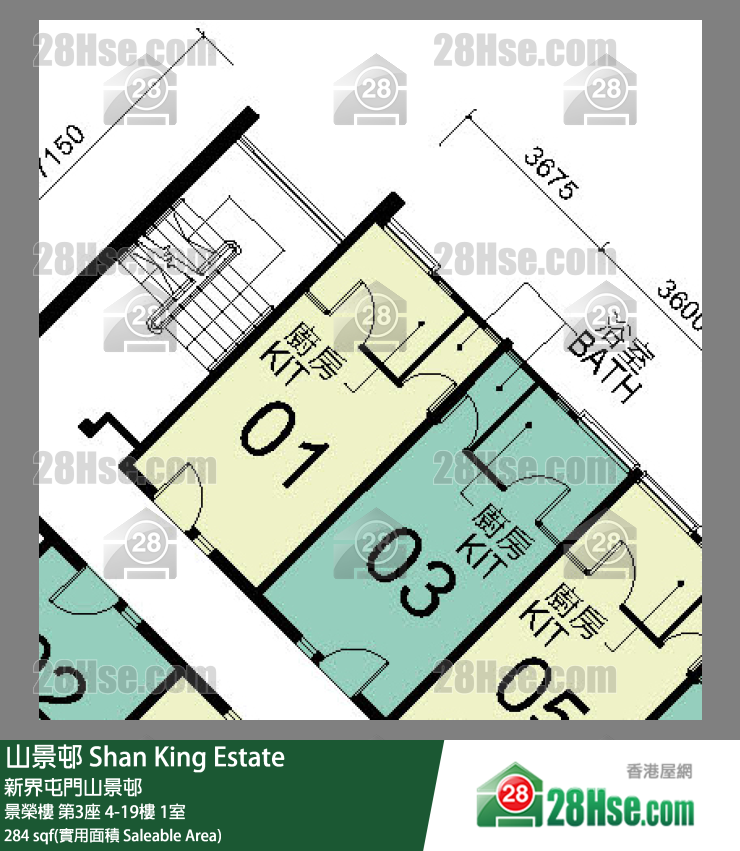 山景邨 景榮樓 第3座 4樓 1室 平面圖