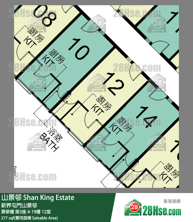 山景邨 景榮樓 第3座 10樓 12室 平面圖