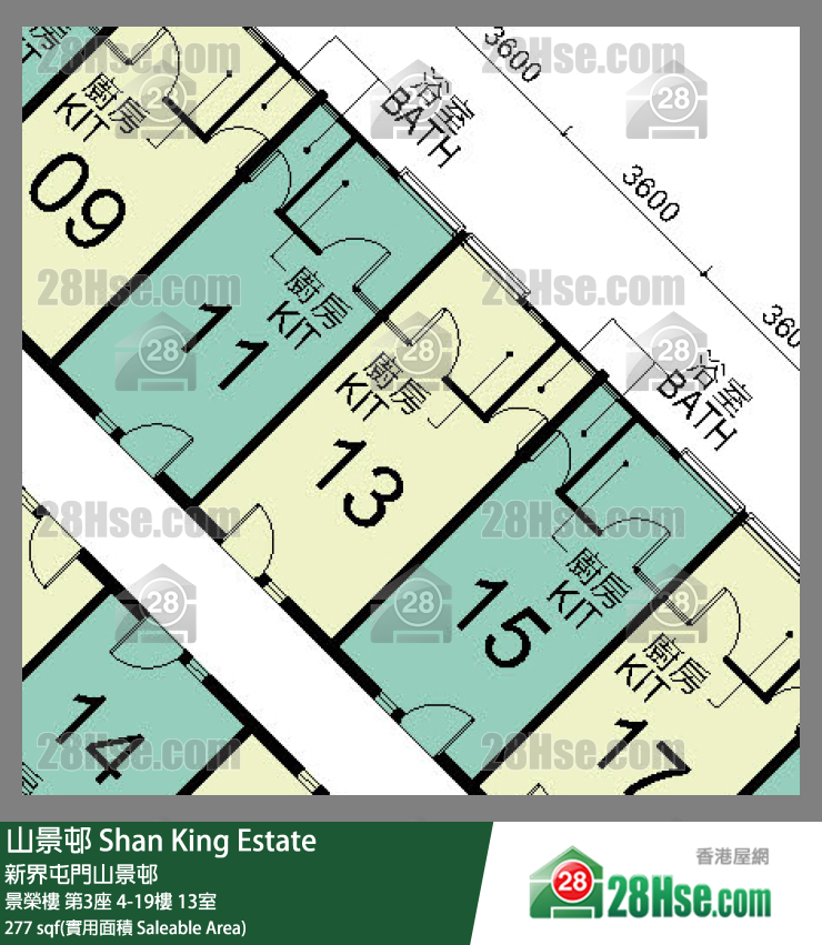 山景邨 景榮樓 第3座 4樓 13室 平面圖