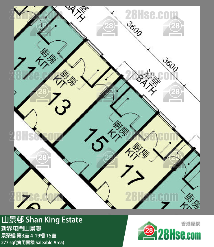 山景邨 景榮樓第3座6樓 15室 平面圖