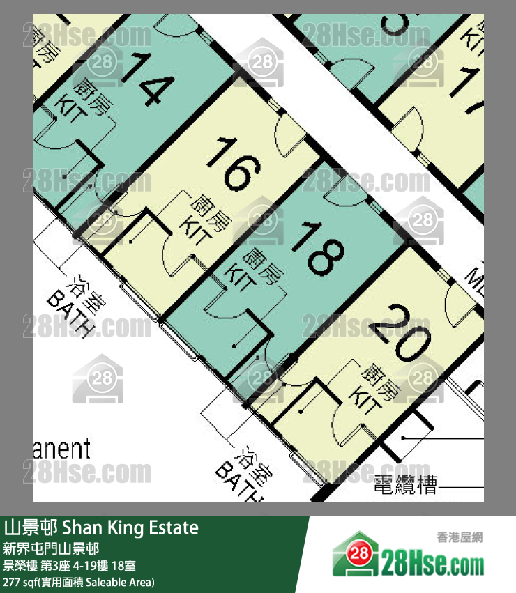 山景邨 景榮樓第3座19樓 18室 平面圖