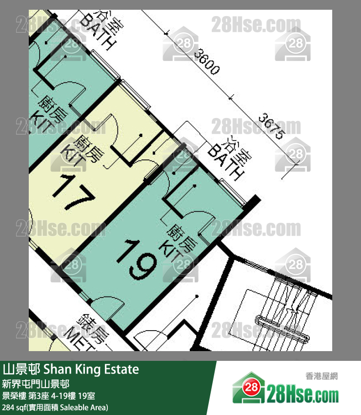 山景邨 景榮樓 第3座 8樓 19室 平面圖