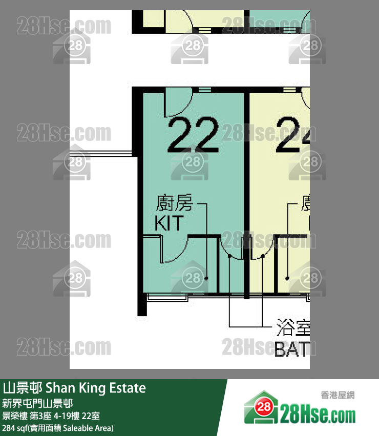 山景邨 景榮樓第3座19樓 22室 平面圖