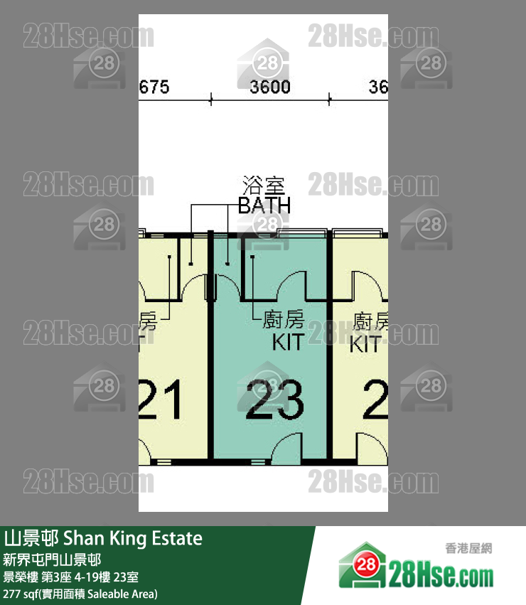 山景邨 景榮樓第3座19樓 23室 平面圖