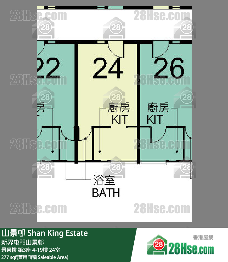 山景邨 景榮樓 第3座 19樓 24室 平面圖