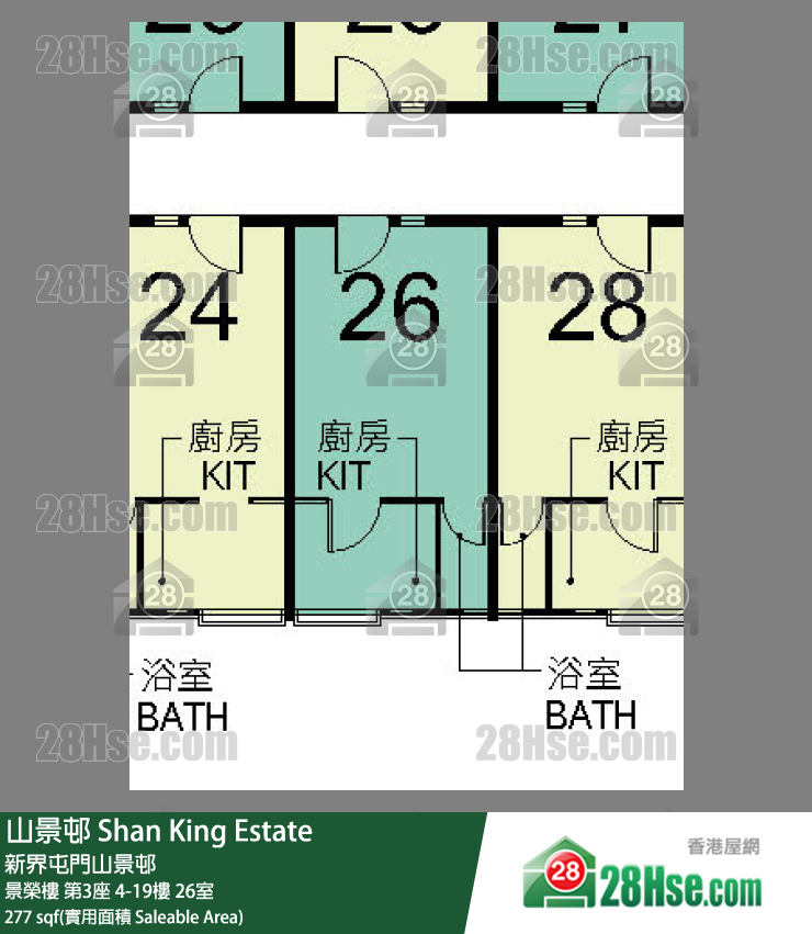 山景邨 景榮樓第3座7樓 26室 平面圖