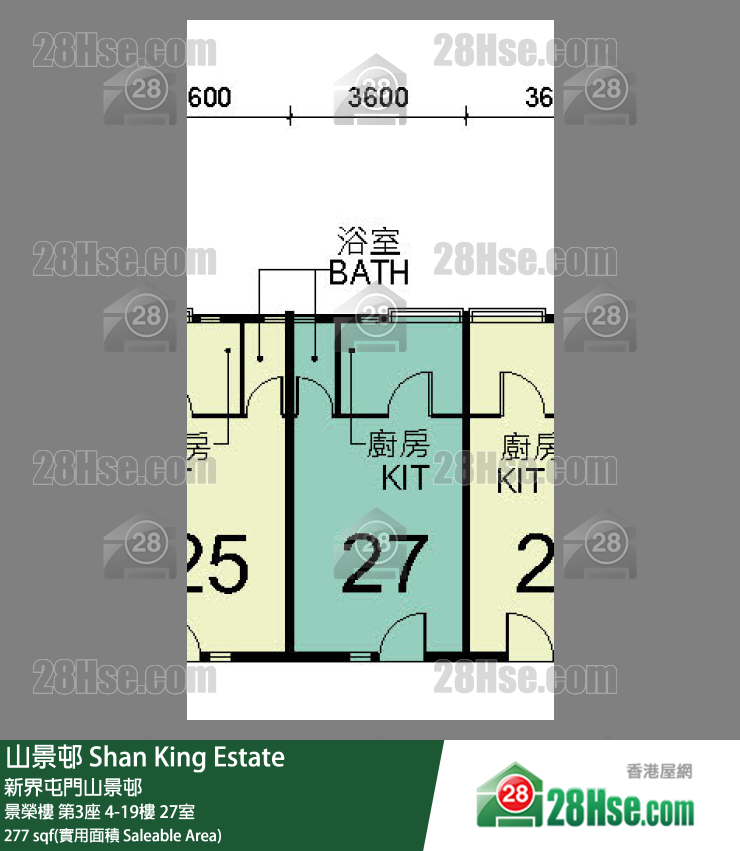 山景邨 景榮樓第3座19樓 27室 平面圖