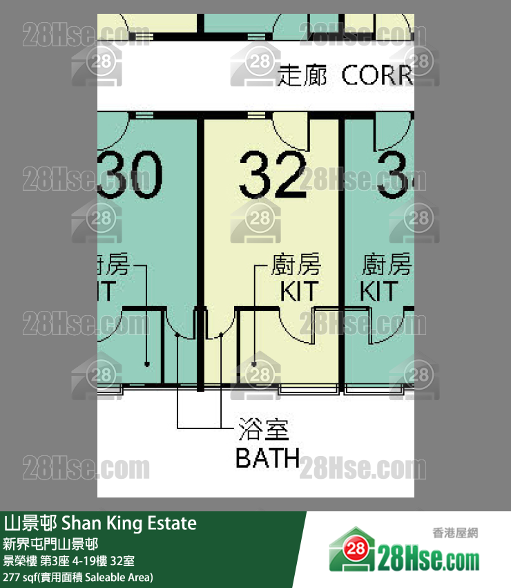 山景邨 景榮樓第3座19樓 32室 平面圖