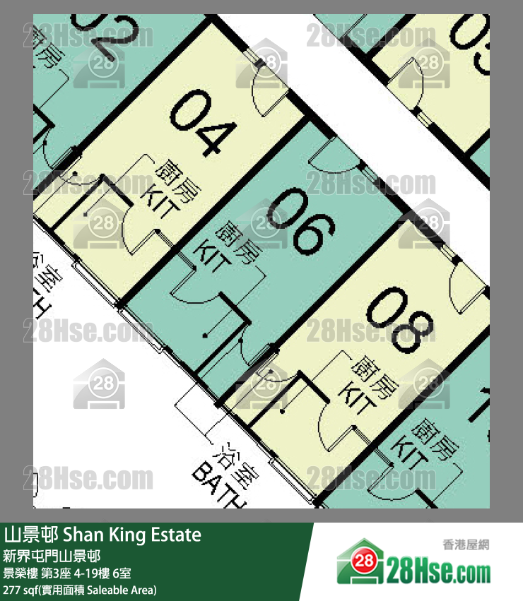 山景邨 景榮樓 第3座 4樓 6室 平面圖
