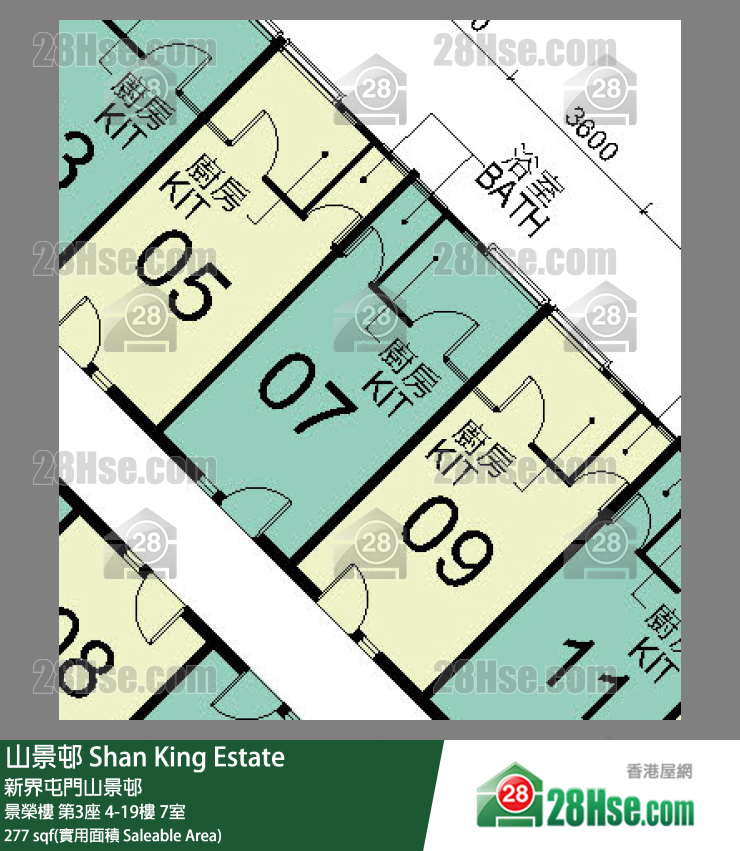 山景邨 景榮樓第3座4樓 7室 平面圖