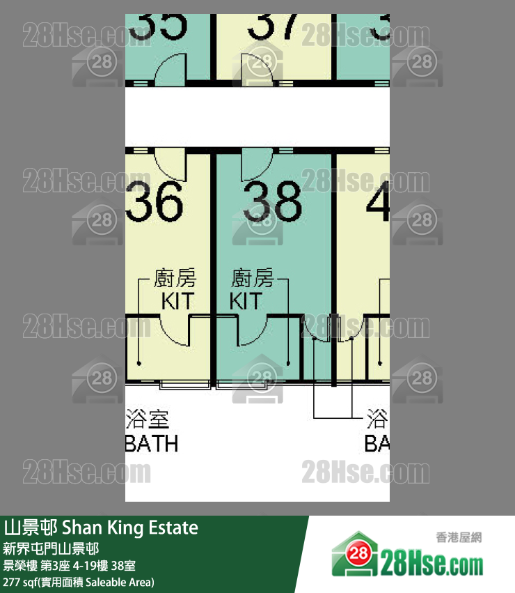 山景邨 景榮樓第3座15樓 38室 平面圖