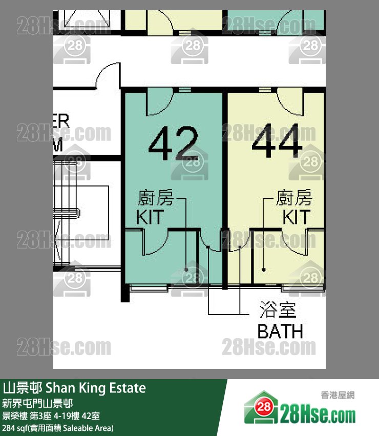 山景邨 景榮樓 第3座 11樓 42室 平面圖