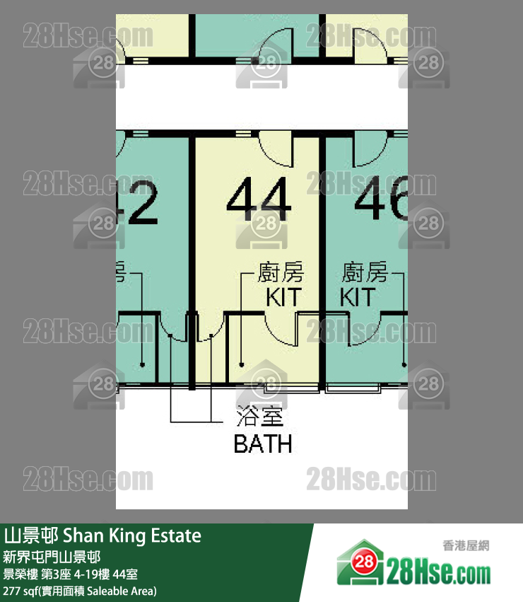 山景邨 景榮樓第3座19樓 44室 平面圖
