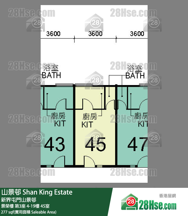 山景邨 景榮樓第3座15樓 45室 平面圖