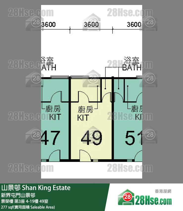 山景邨 景榮樓第3座19樓 49室 平面圖