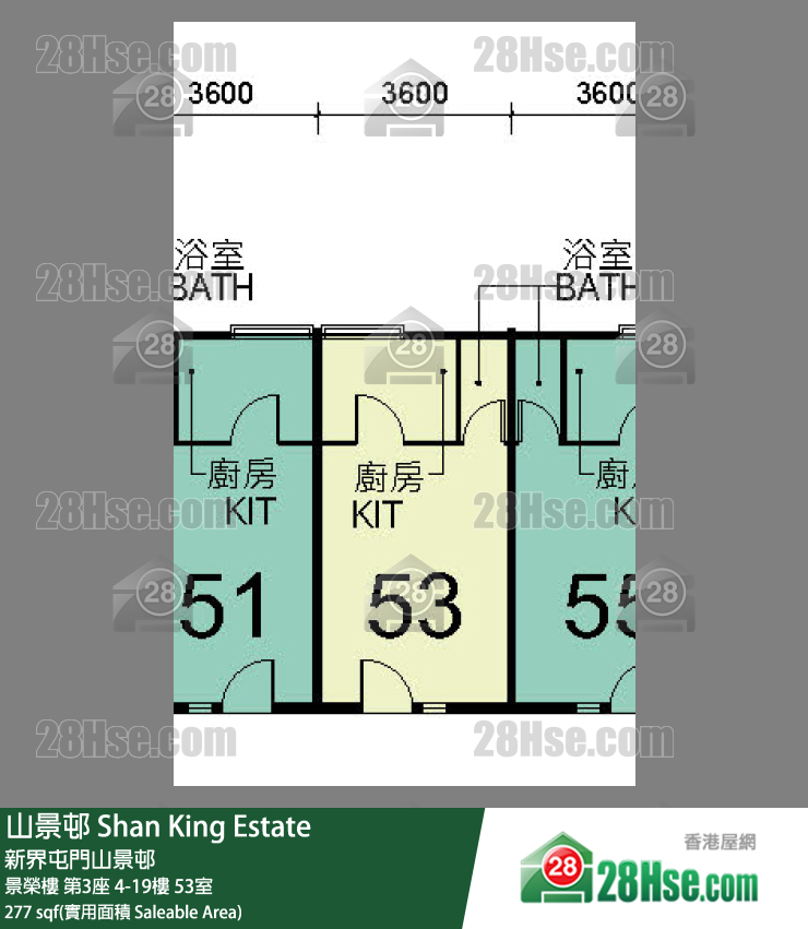 山景邨 景榮樓第3座7樓 53室 平面圖