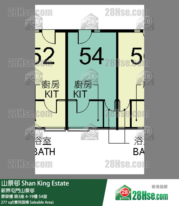 山景邨 景榮樓 第3座 7樓 54室 平面圖