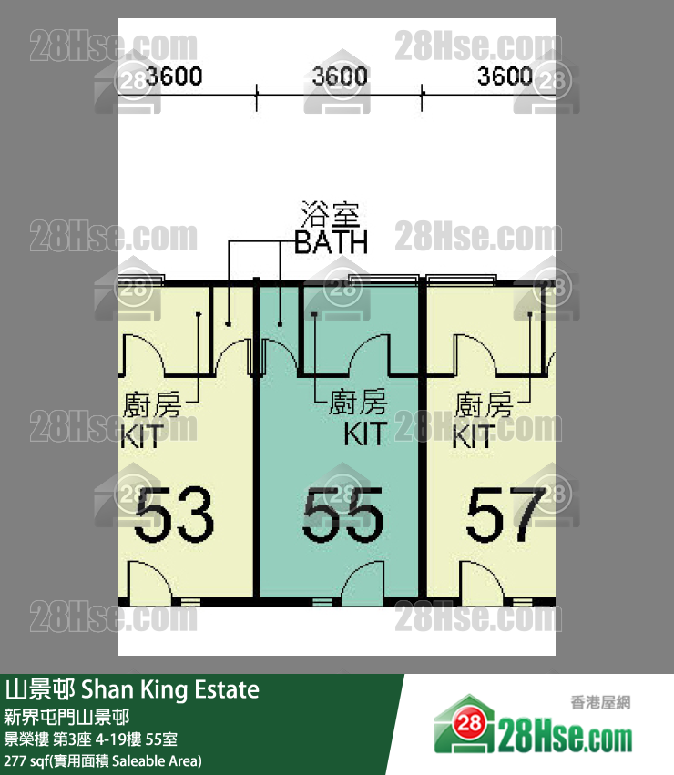 山景邨 景榮樓第3座15樓 55室 平面圖