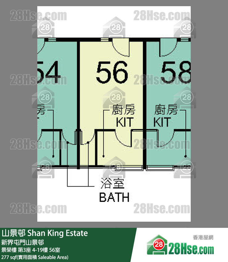 山景邨 景榮樓第3座13樓 56室 平面圖
