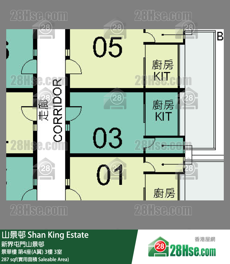 山景邨 景華樓第4座(A翼)3樓 3室 平面圖