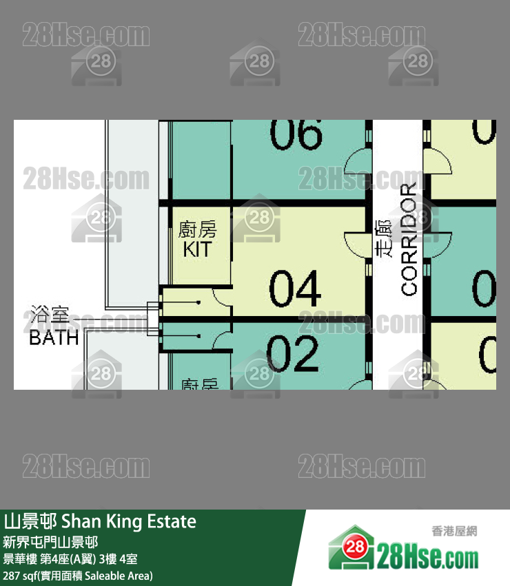 山景邨 景華樓 第4座(A翼) 3樓 4室 平面圖