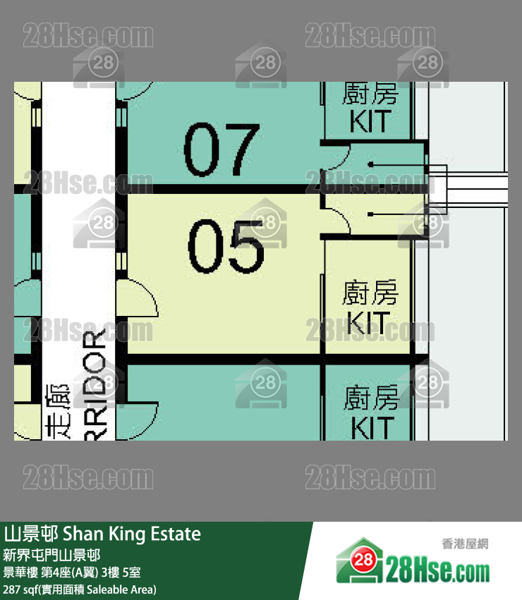 山景邨 景華樓第4座(A翼)3樓 5室 平面圖