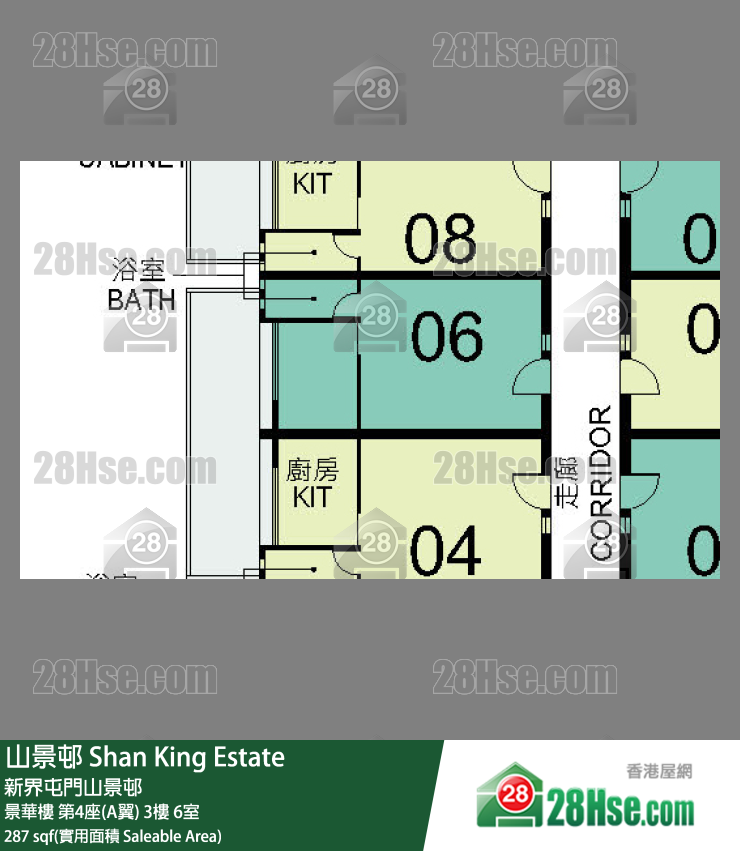 山景邨 景華樓第4座(A翼)3樓 6室 平面圖