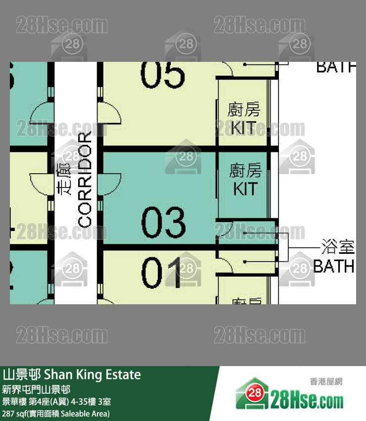 山景邨 景華樓第4座(A翼)21樓 3室 平面圖