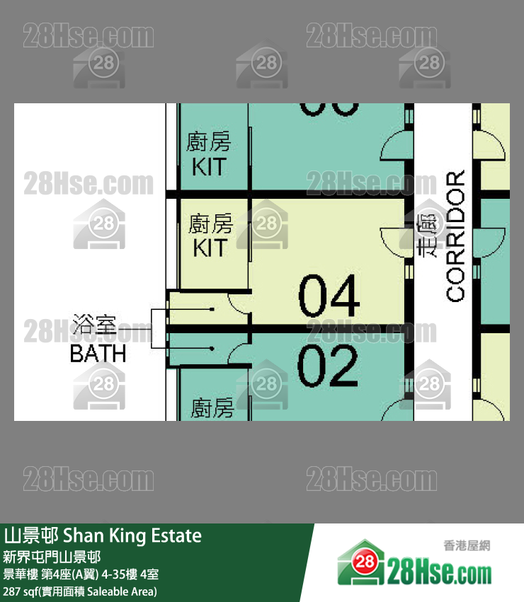 山景邨 景華樓第4座(A翼)21樓 4室 平面圖