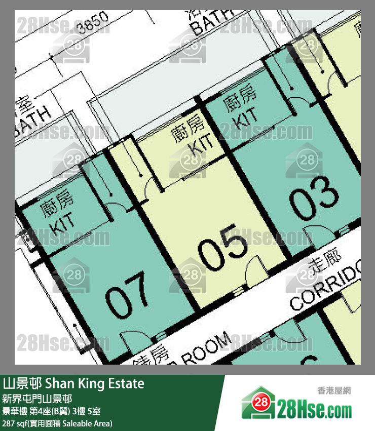 山景邨 景華樓第4座(B翼)3樓 5室 平面圖