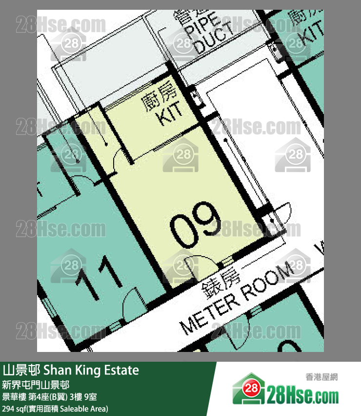 山景邨 景華樓第4座(B翼)3樓 9室 平面圖