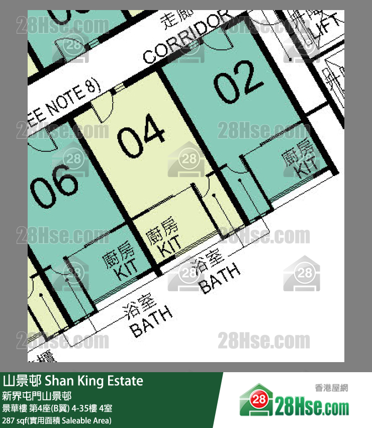 山景邨 景華樓第4座(B翼)6樓 4室 平面圖
