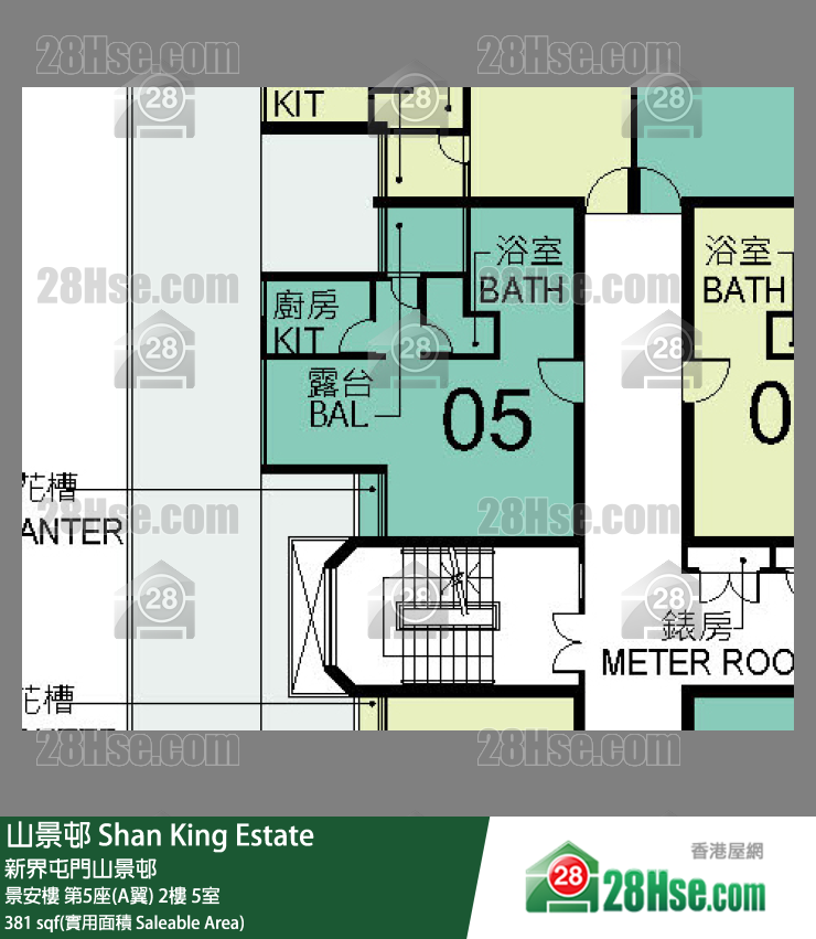 山景邨 景安樓第5座(A翼)2樓 5室 平面圖