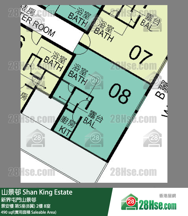 山景邨 景安樓第5座(B翼)2樓 8室 平面圖