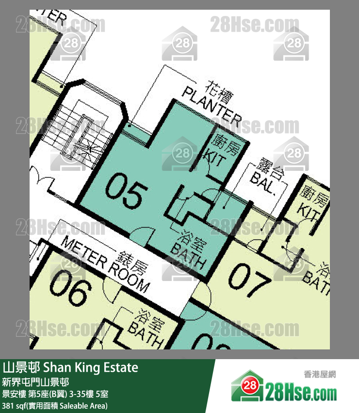 山景邨 景安楼第5座(B翼)5楼 5室 平面图