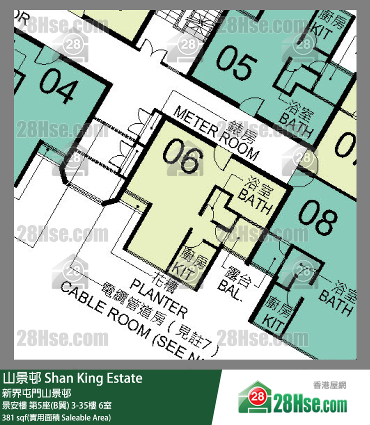 山景邨 景安樓 第5座(B翼) 26樓 6室 平面圖