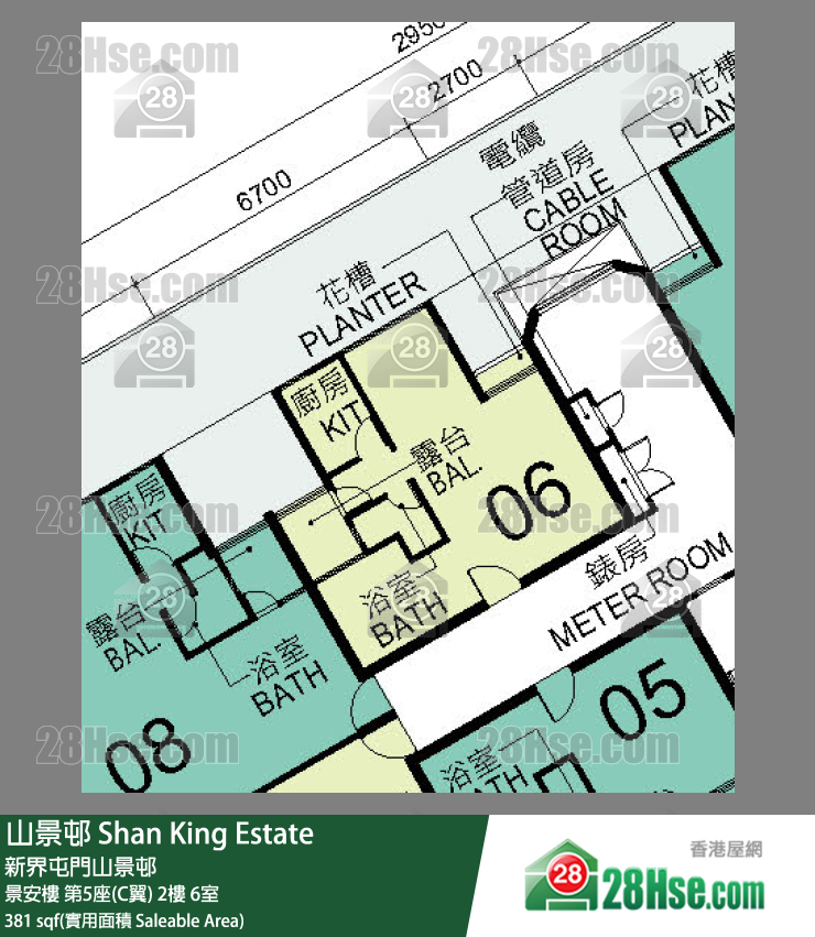 山景邨 景安樓 第5座(C翼) 2樓 6室 平面圖