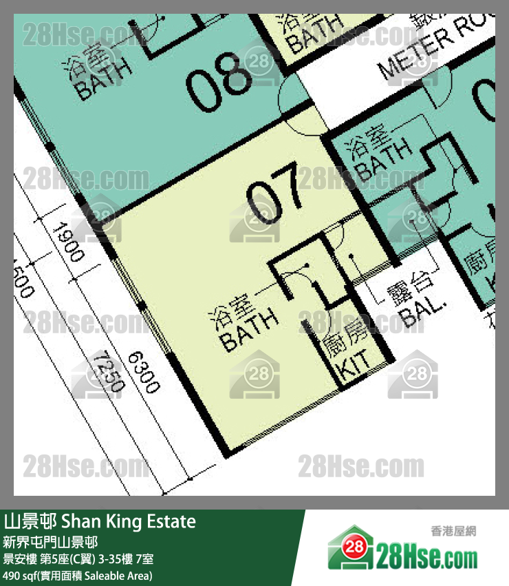 山景邨 景安樓第5座(C翼)4樓 7室 平面圖