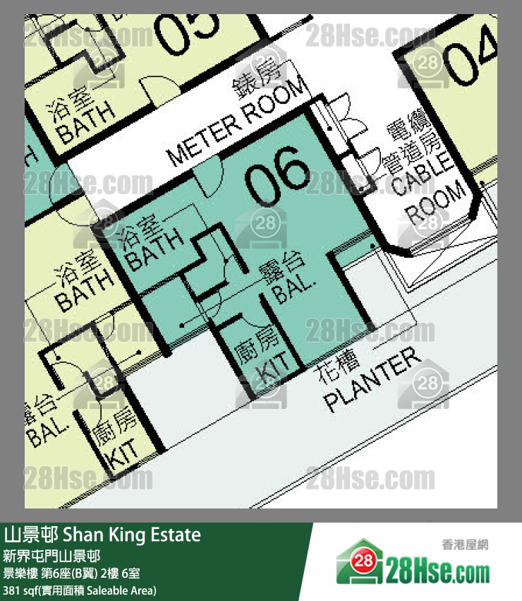 山景邨 景樂樓 第6座(B翼) 2樓 6室 平面圖