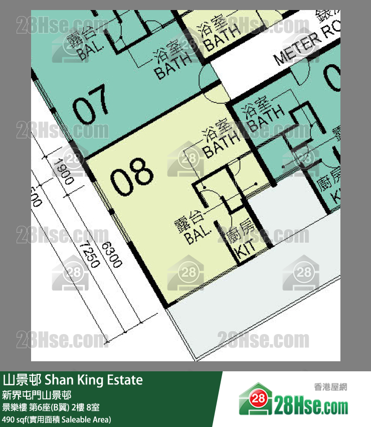 山景邨 景樂樓第6座(B翼)2樓 8室 平面圖