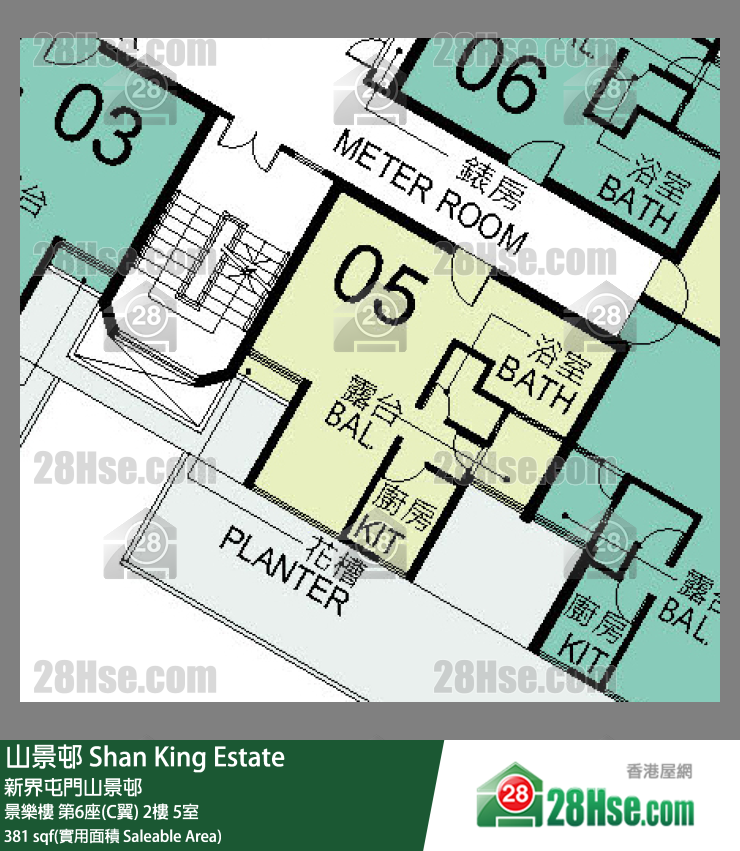 山景邨 景樂樓 第6座(C翼) 2樓 5室 平面圖