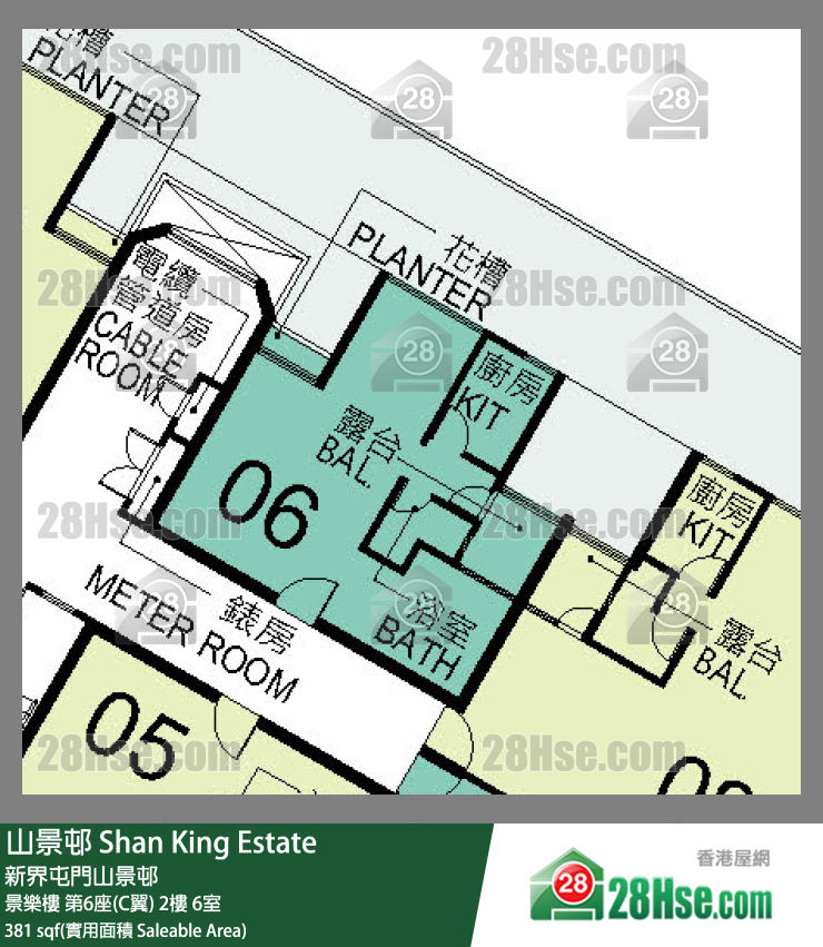 山景邨 景樂樓 第6座(C翼) 2樓 6室 平面圖
