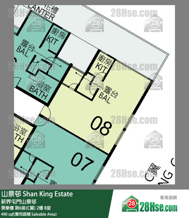 山景邨 景樂樓 第6座(C翼) 2樓 8室 平面圖