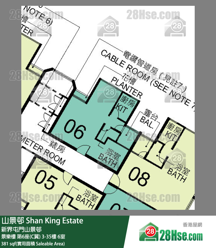 山景邨 景樂樓第6座(C翼)29樓 6室 平面圖