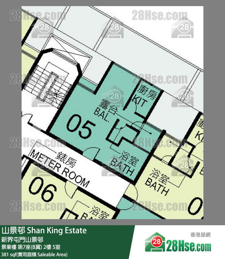山景邨 景業樓第7座(B翼)2樓 5室 平面圖