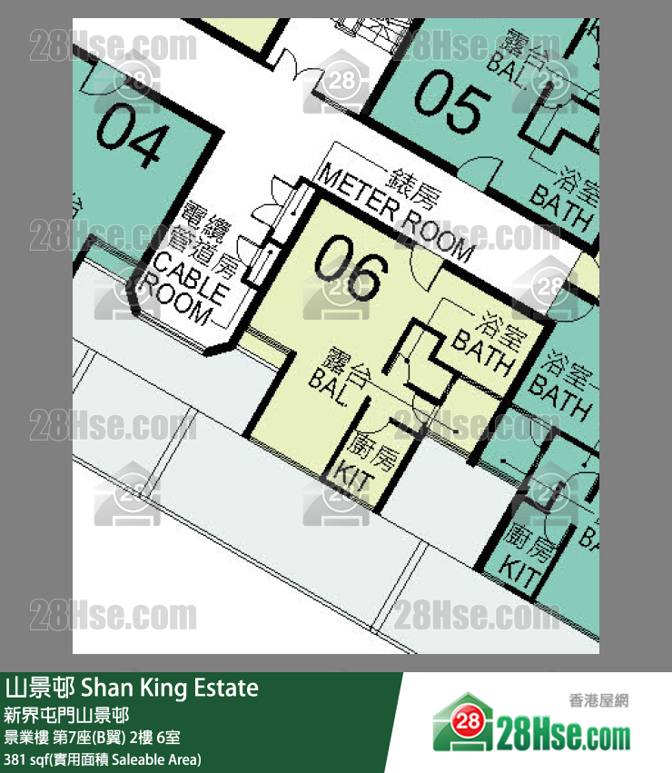 山景邨 景業樓第7座(B翼)2樓 6室 平面圖