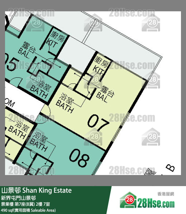 山景邨 景業樓第7座(B翼)2樓 7室 平面圖
