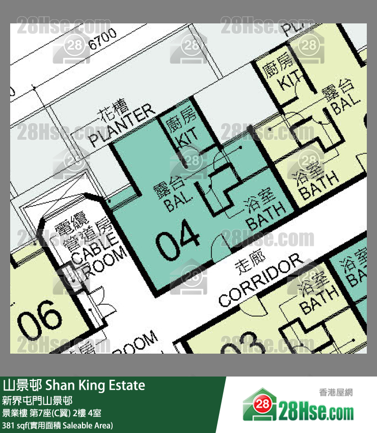 山景邨 景業樓第7座(C翼)2樓 4室 平面圖