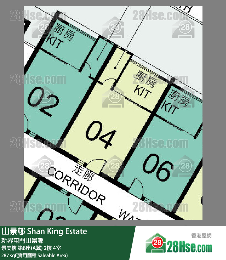 山景邨 景美樓 第8座(A翼) 2樓 4室 平面圖